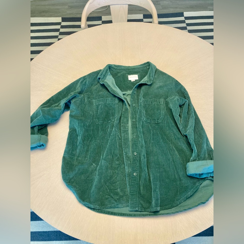 COPY - AE - Corduroy teal button up, heavyweight - SZ M